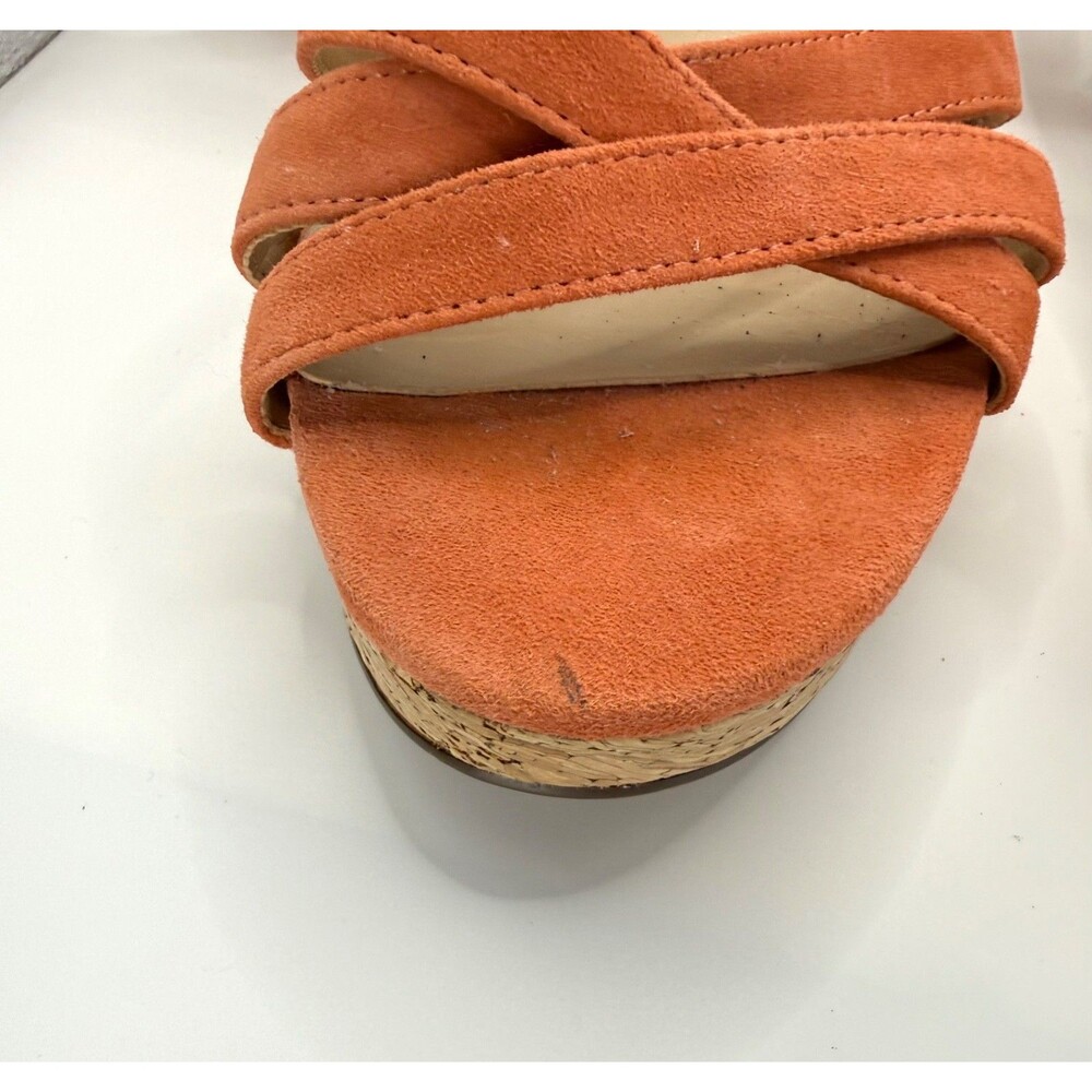Naturalizer Mallory Platform Sandals Womens 10W Orange Suede Strappy Retro Heels - Picture 7 of 9